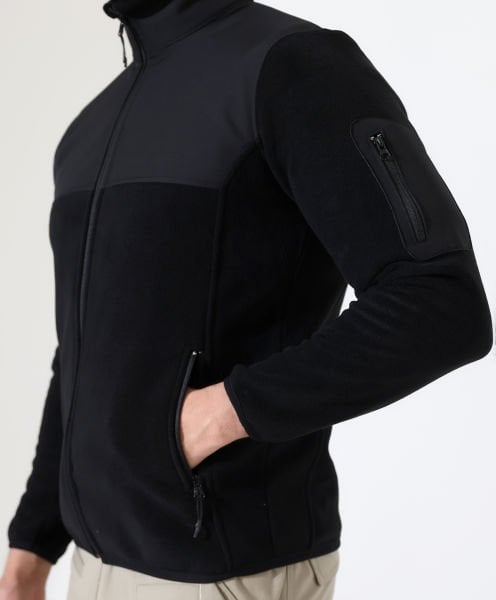 Erkek Outdoor Fermuarlı Polar Siyah