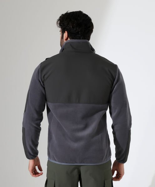 Erkek Outdoor Fermuarlı Polar Gri-Antrasit