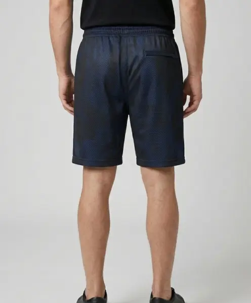 Desenli Unisex Spor Şort Koyu Mavi