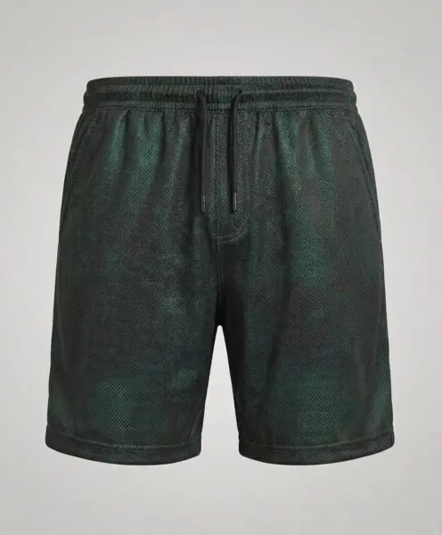 Desenli Unisex Spor Şort Koyu Yeşil
