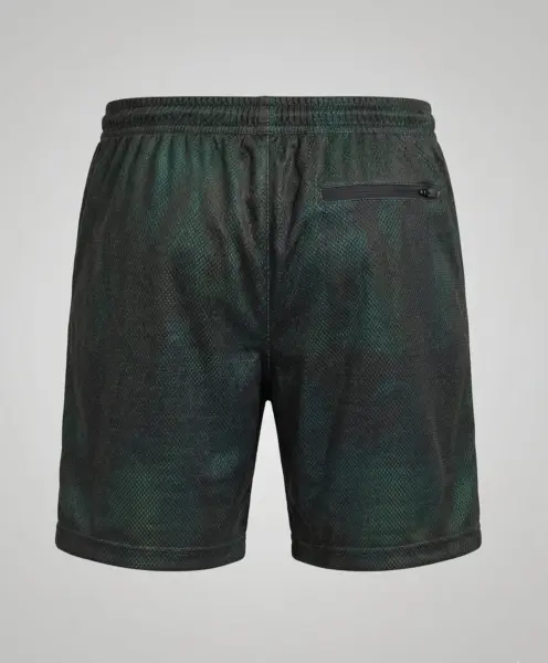 Desenli Unisex Spor Şort Koyu Yeşil