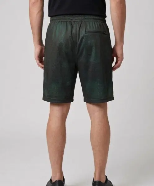Desenli Unisex Spor Şort Koyu Yeşil